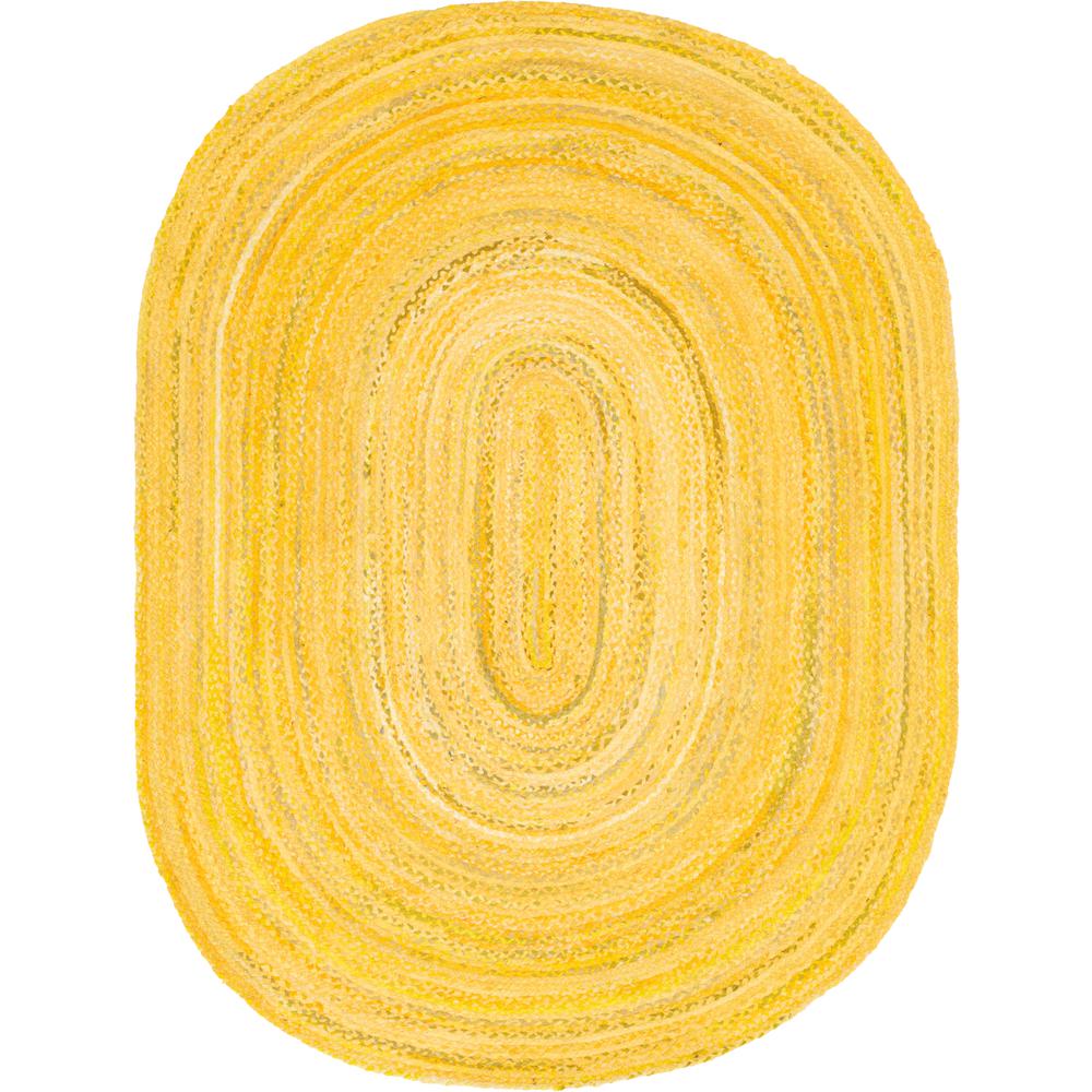 Braided Chindi Rug, Yellow (8' 0 x 10' 0). Picture 1
