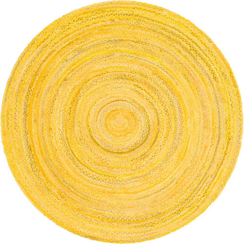 Braided Chindi Rug, Yellow (8' 0 x 8' 0). Picture 1