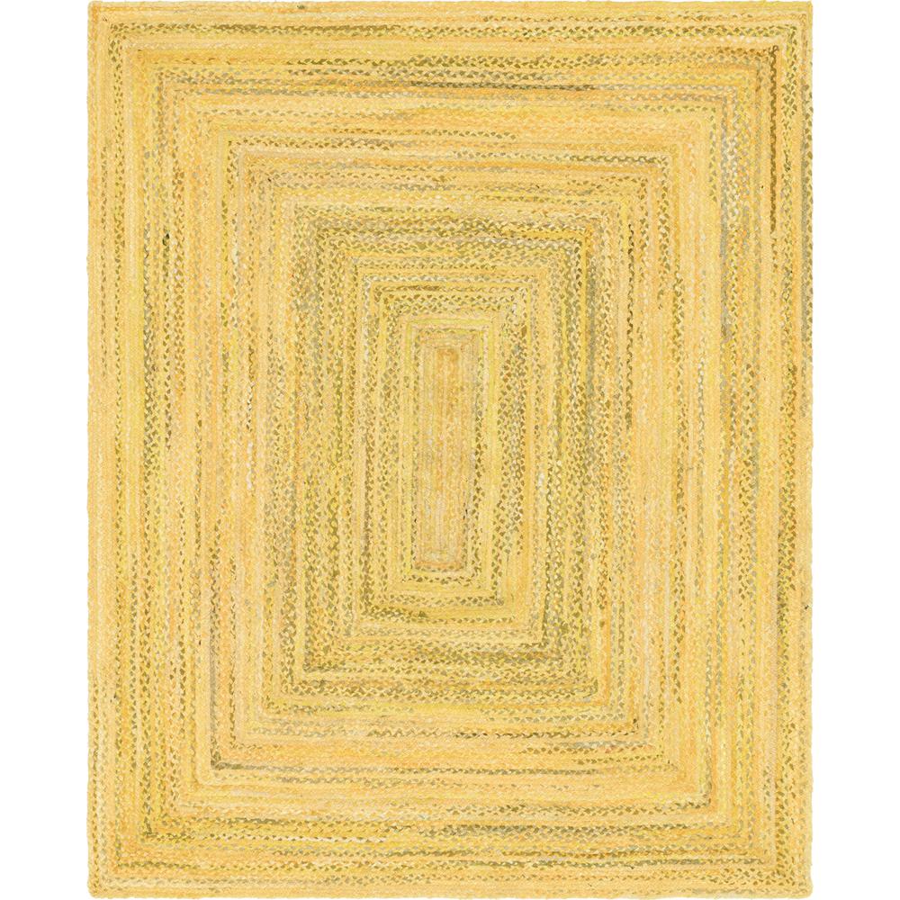 Braided Chindi Rug, Yellow (8' 0 x 10' 0). Picture 1