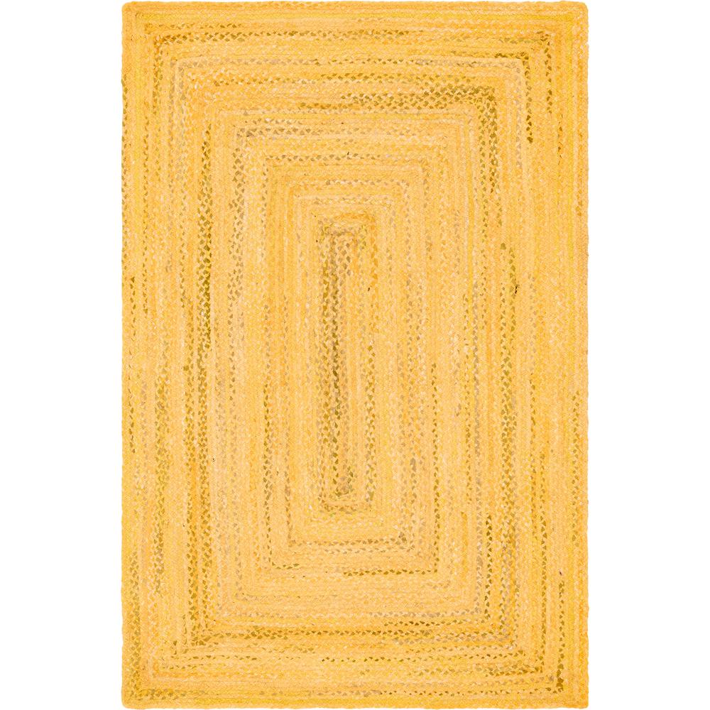 Braided Chindi Rug, Yellow (6' 0 x 9' 0). Picture 1