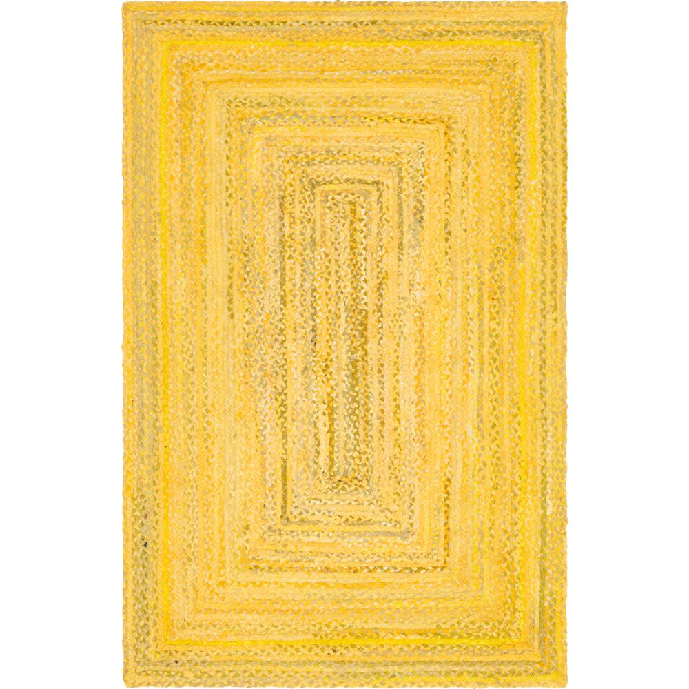 Braided Chindi Rug, Yellow (5' 0 x 8' 0). Picture 1