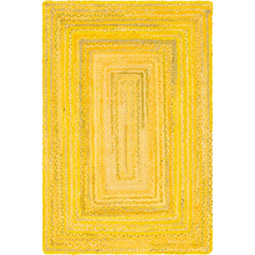 Braided Chindi Rug, Yellow (4' 0 x 6' 0). Picture 1