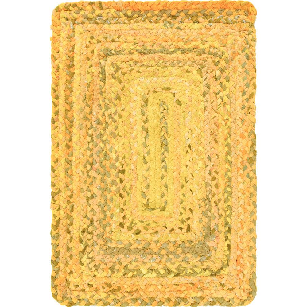 Braided Chindi Rug, Yellow (2' 0 x 3' 0). Picture 1