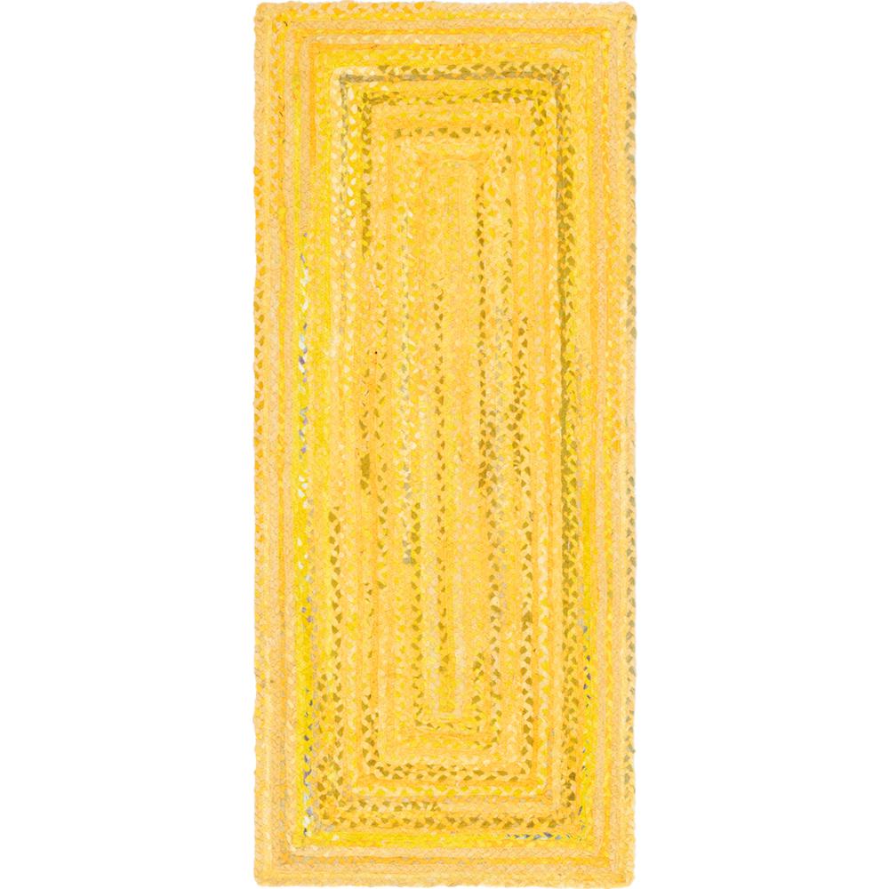 Braided Chindi Rug, Yellow (2' 6 x 6' 0). Picture 1