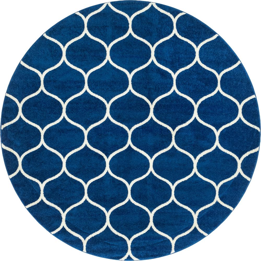 Rounded Trellis Frieze Rug, Navy Blue (8' 0 x 8' 0). Picture 1