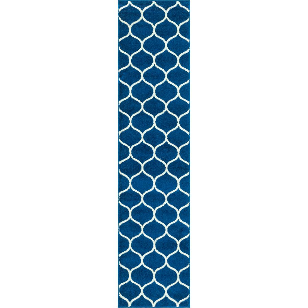 Rounded Trellis Frieze Rug, Navy Blue (2' 0 x 8' 8). Picture 1
