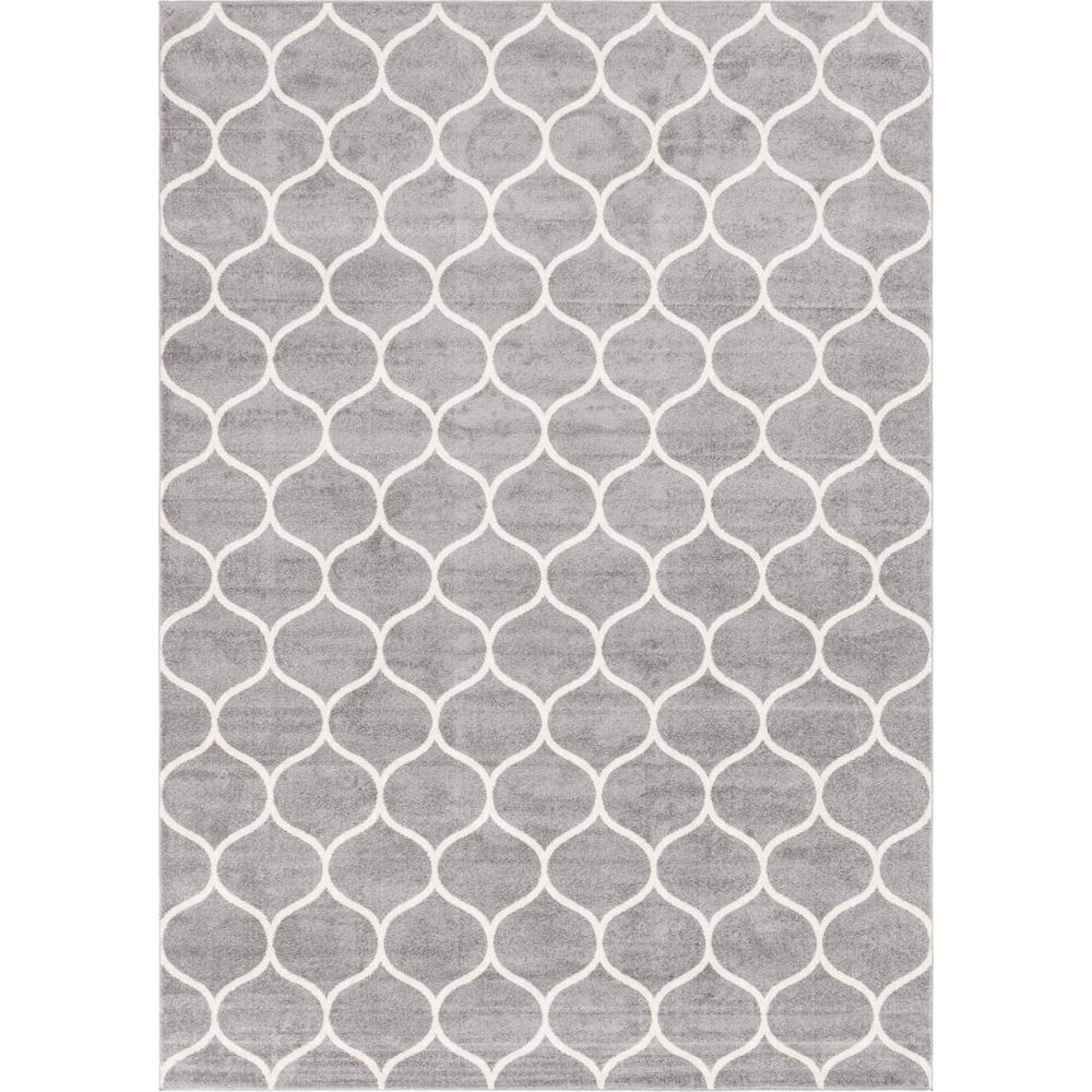 Rounded Trellis Frieze Rug, Light Gray (10' 0 x 14' 0). Picture 1