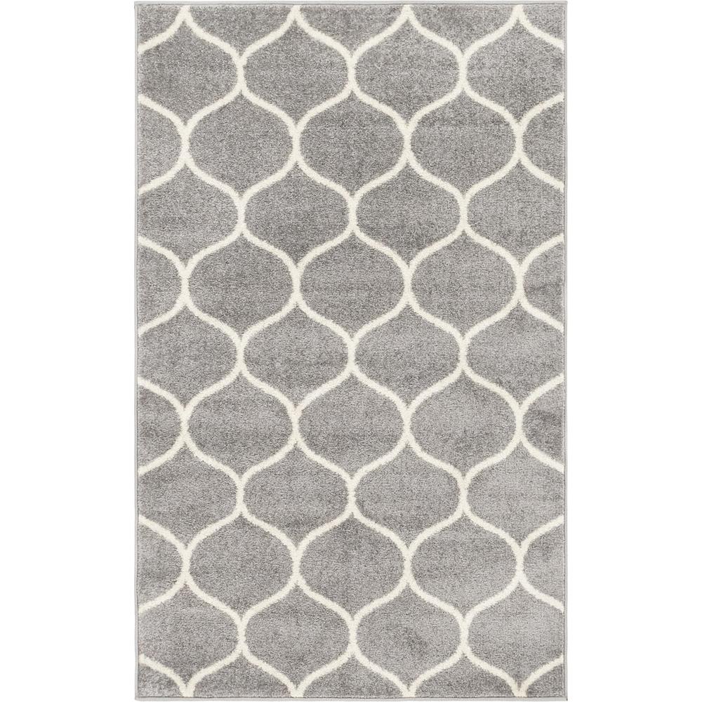 Rounded Trellis Frieze Rug, Light Gray (3' 3 x 5' 3). Picture 1