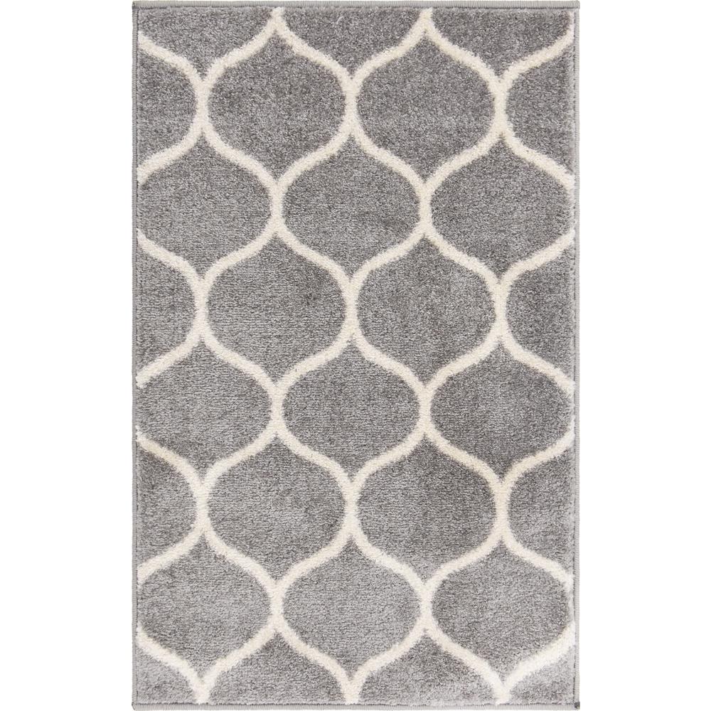 Rounded Trellis Frieze Rug, Light Gray (2' 0 x 3' 0). Picture 1