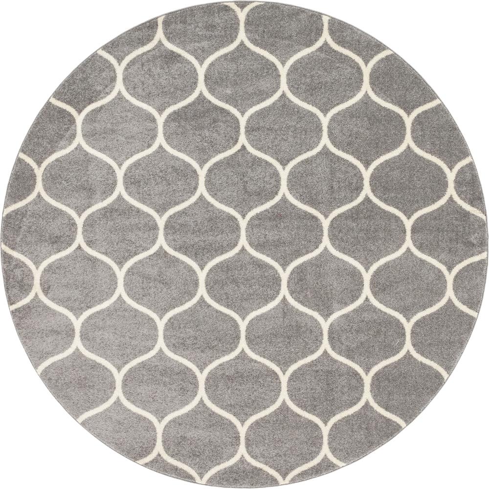Rounded Trellis Frieze Rug, Light Gray (8' 0 x 8' 0). Picture 1