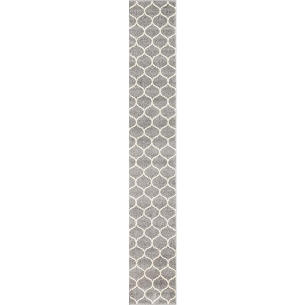 Rounded Trellis Frieze Rug, Light Gray (2' 0 x 13' 0). Picture 1