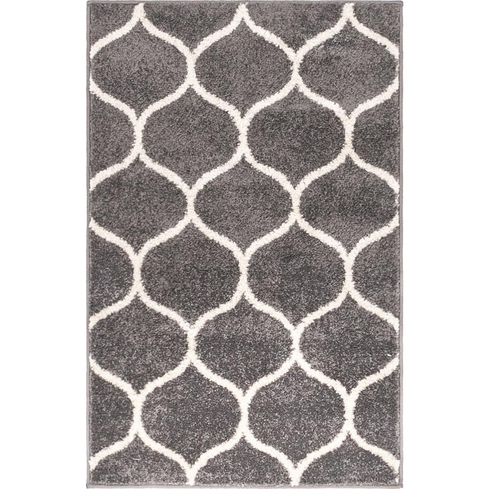 Rounded Trellis Frieze Rug, Dark Gray (2' 0 x 3' 0). Picture 1