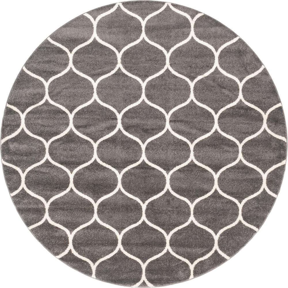 Rounded Trellis Frieze Rug, Dark Gray (8' 0 x 8' 0). Picture 1