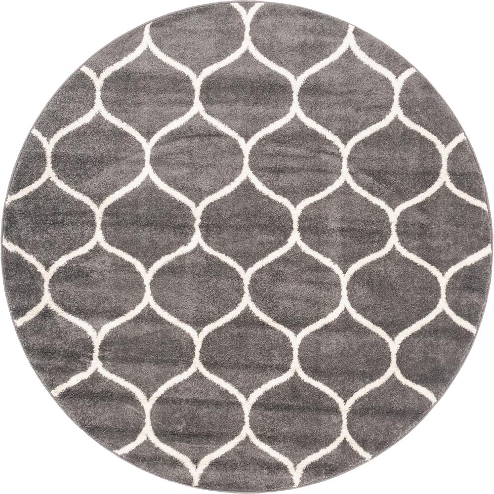 Rounded Trellis Frieze Rug, Dark Gray (5' 0 x 5' 0). Picture 1