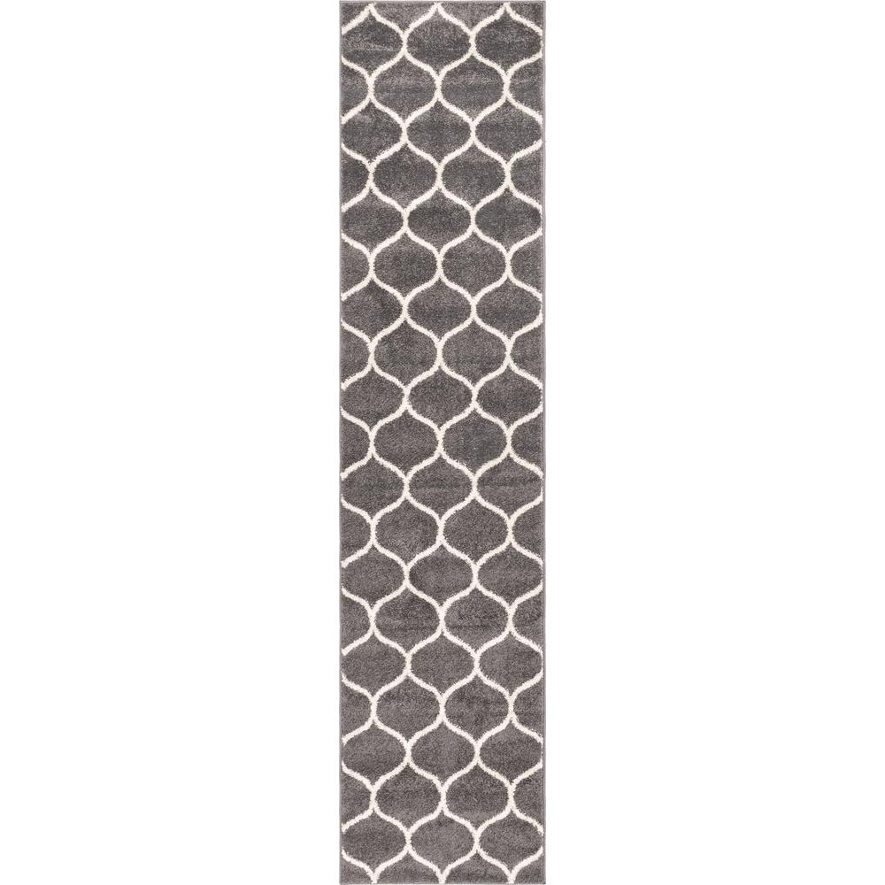 Rounded Trellis Frieze Rug, Dark Gray (2' 0 x 8' 8). Picture 1
