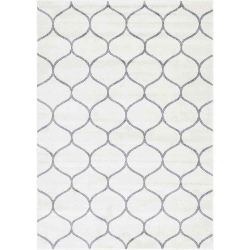 Rounded Trellis Frieze Rug, Ivory (7' 0 x 10' 0). Picture 1