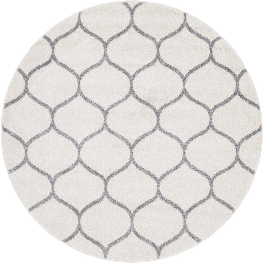 Rounded Trellis Frieze Rug, Ivory (5' 0 x 5' 0). Picture 1