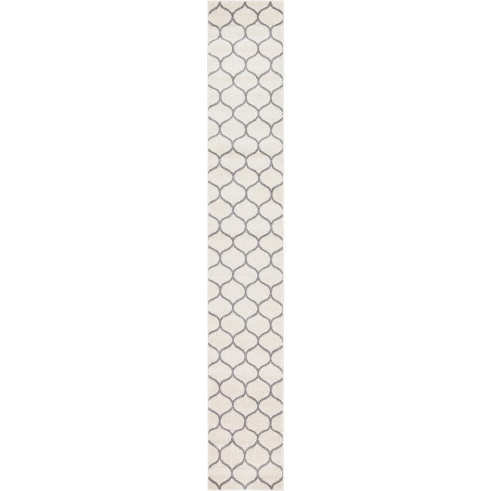 Rounded Trellis Frieze Rug, Ivory (2' 0 x 13' 0). Picture 1