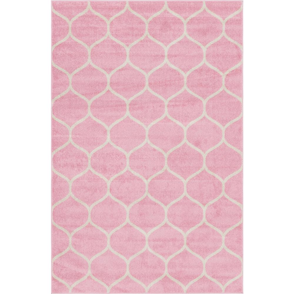 Rounded Trellis Frieze Rug, Pink (6' 0 x 9' 0). Picture 1