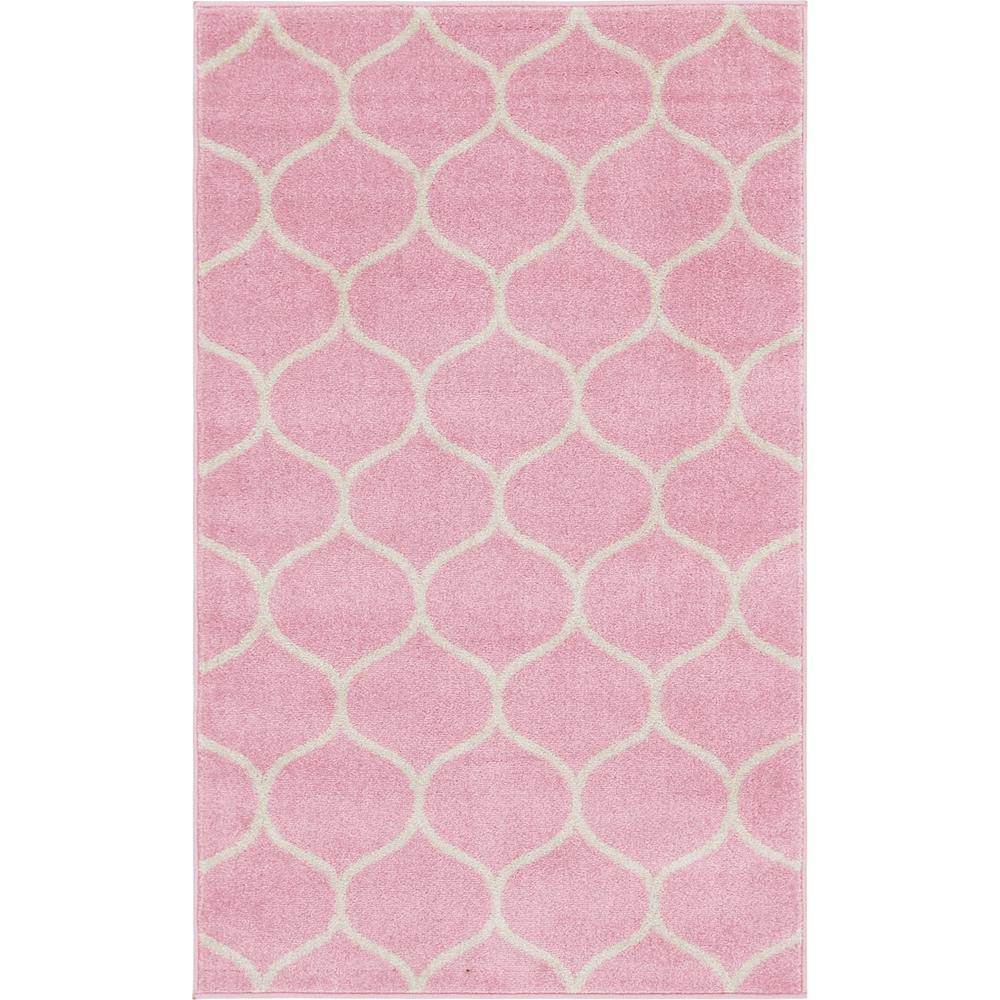 Rounded Trellis Frieze Rug, Pink (3' 3 x 5' 3). Picture 1