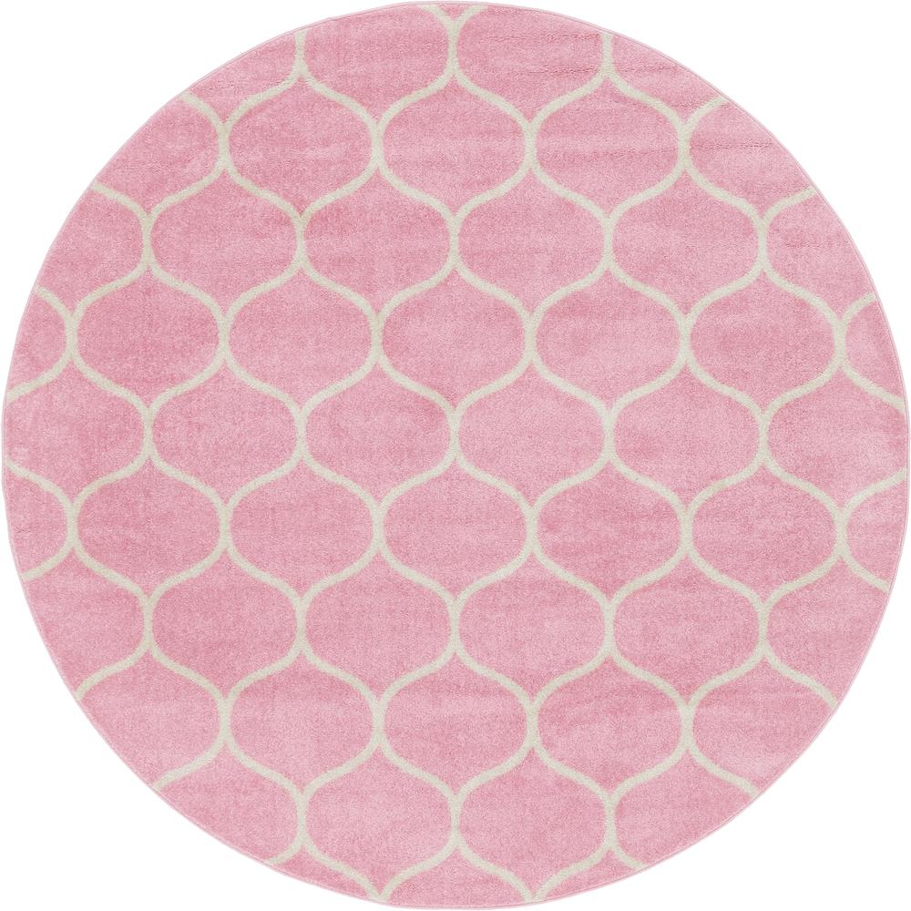 Rounded Trellis Frieze Rug, Pink (8' 0 x 8' 0). Picture 1