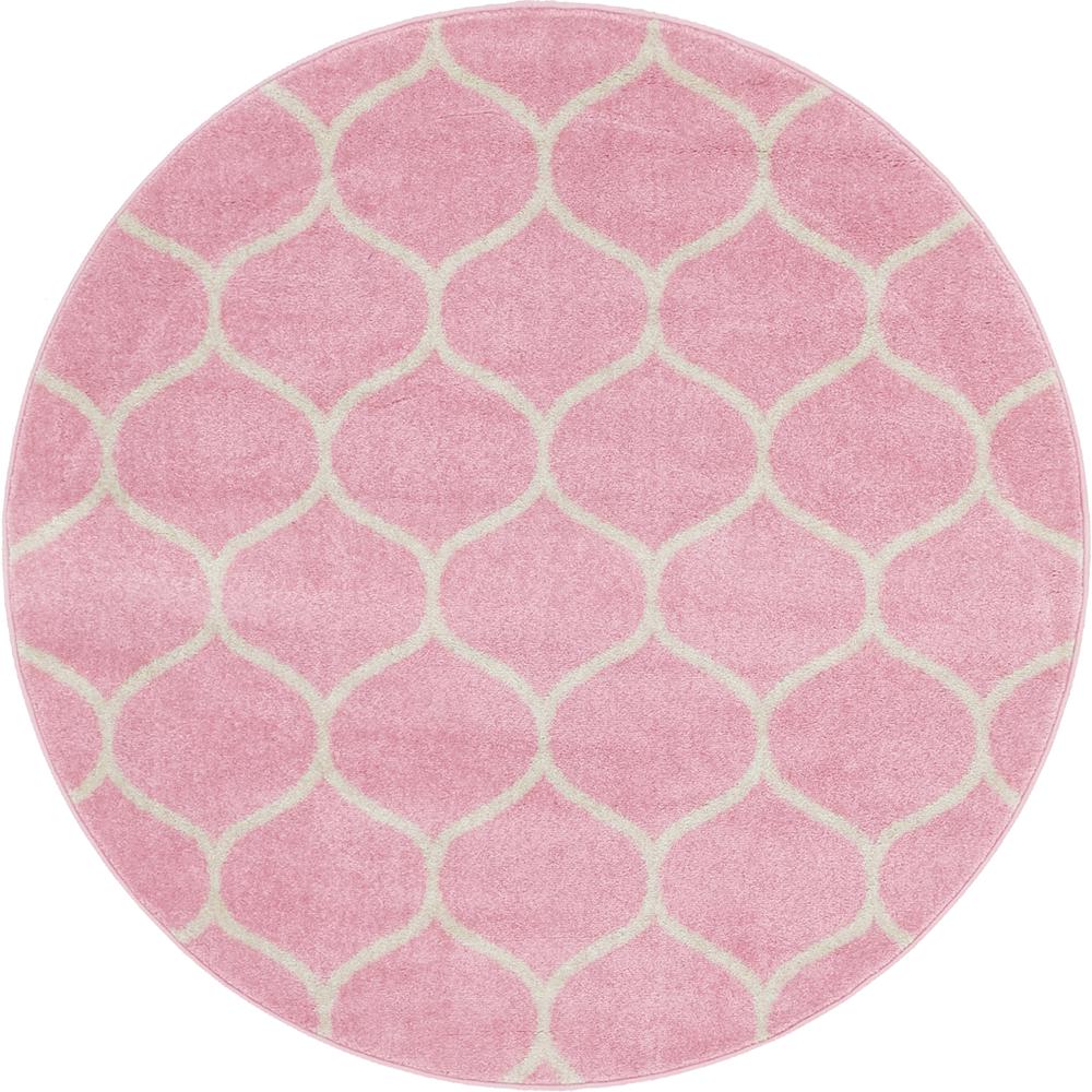 Rounded Trellis Frieze Rug, Pink (5' 0 x 5' 0). Picture 1