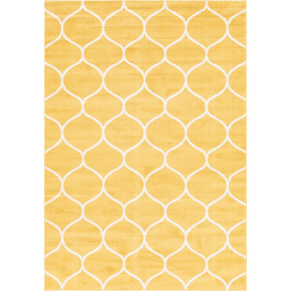 Rounded Trellis Frieze Rug, Yellow (7' 0 x 10' 0). Picture 1