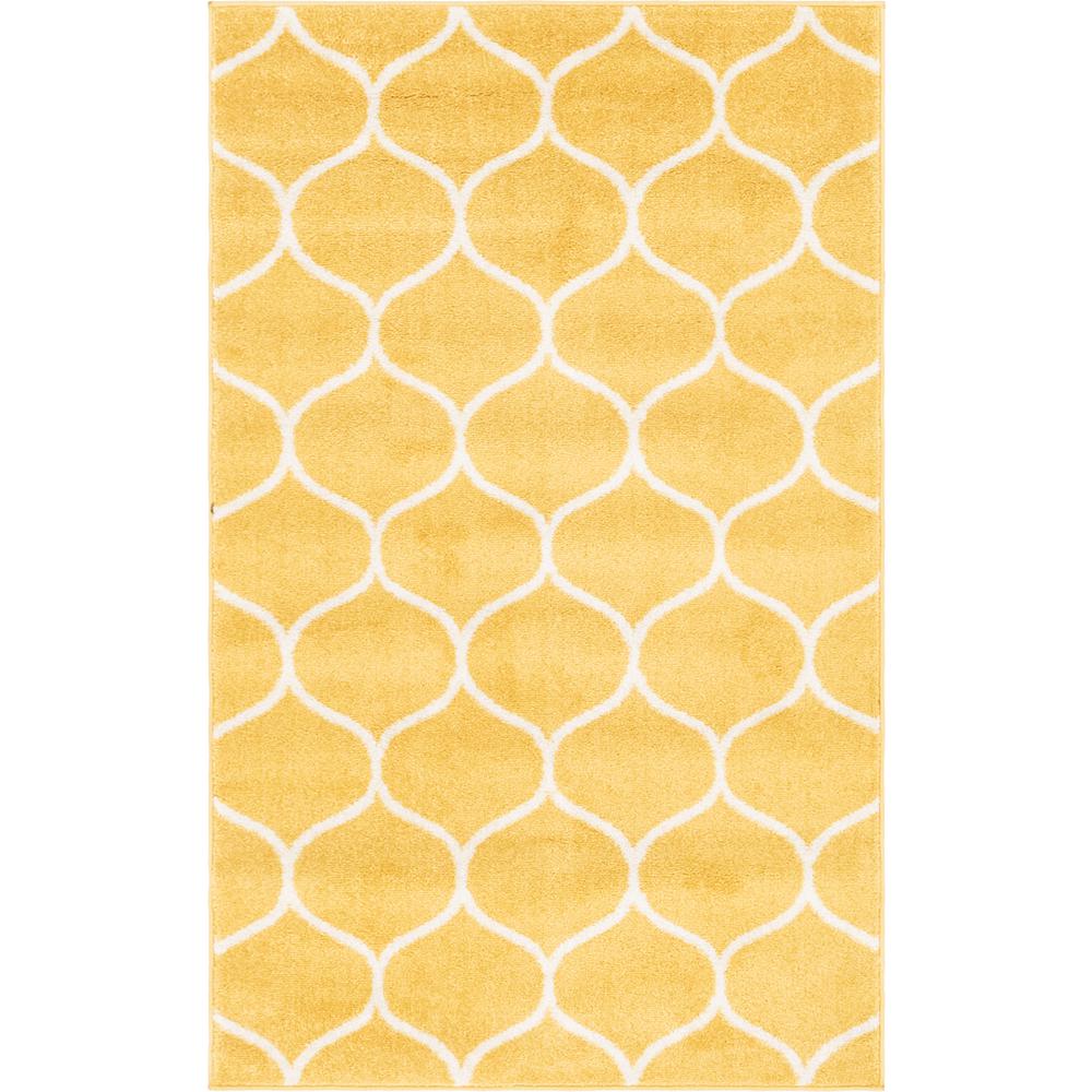 Rounded Trellis Frieze Rug, Yellow (3' 3 x 5' 3). Picture 1