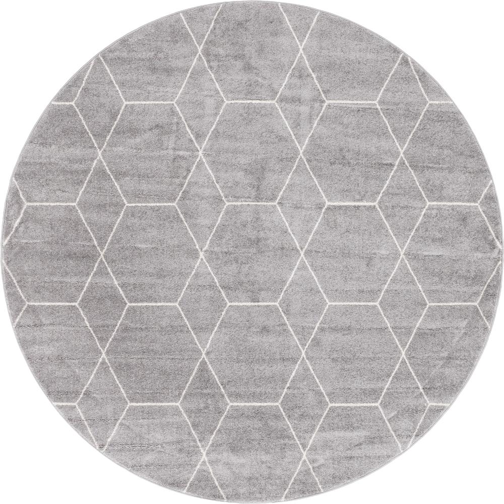 Geometric Trellis Frieze Rug, Light Gray (8' 0 x 8' 0). Picture 1