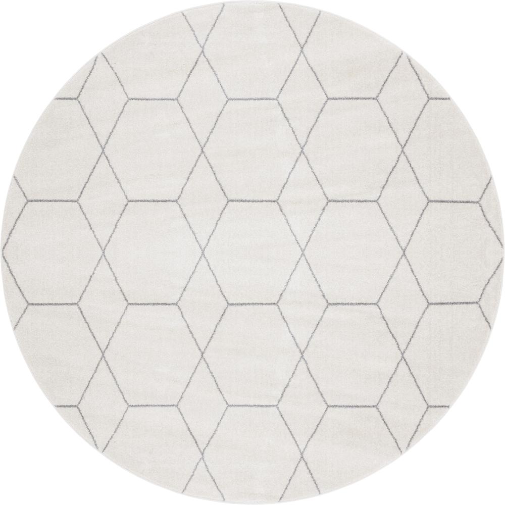 Geometric Trellis Frieze Rug, Ivory (8' 0 x 8' 0). Picture 1