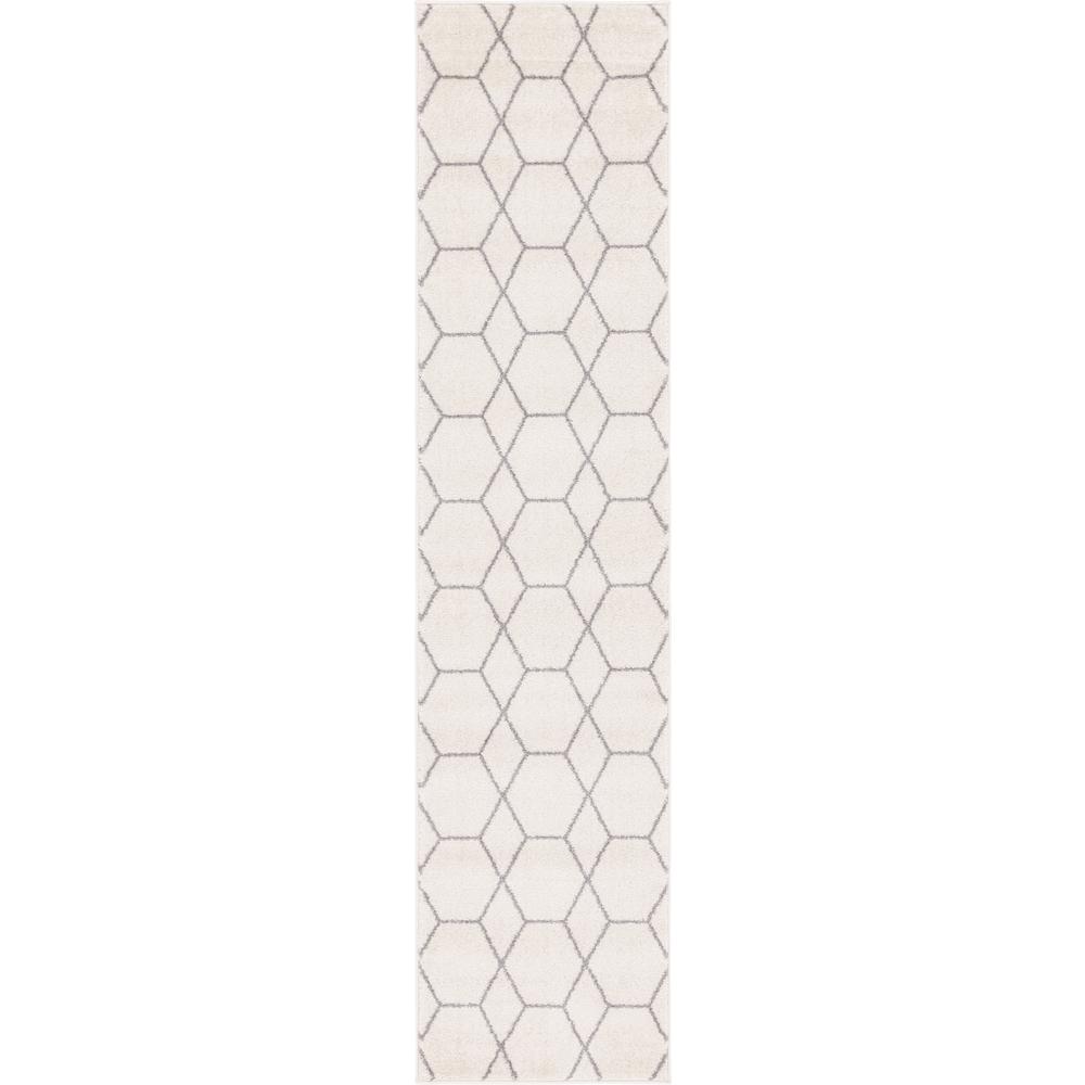 Geometric Trellis Frieze Rug, Ivory (2' 0 x 8' 8). Picture 1