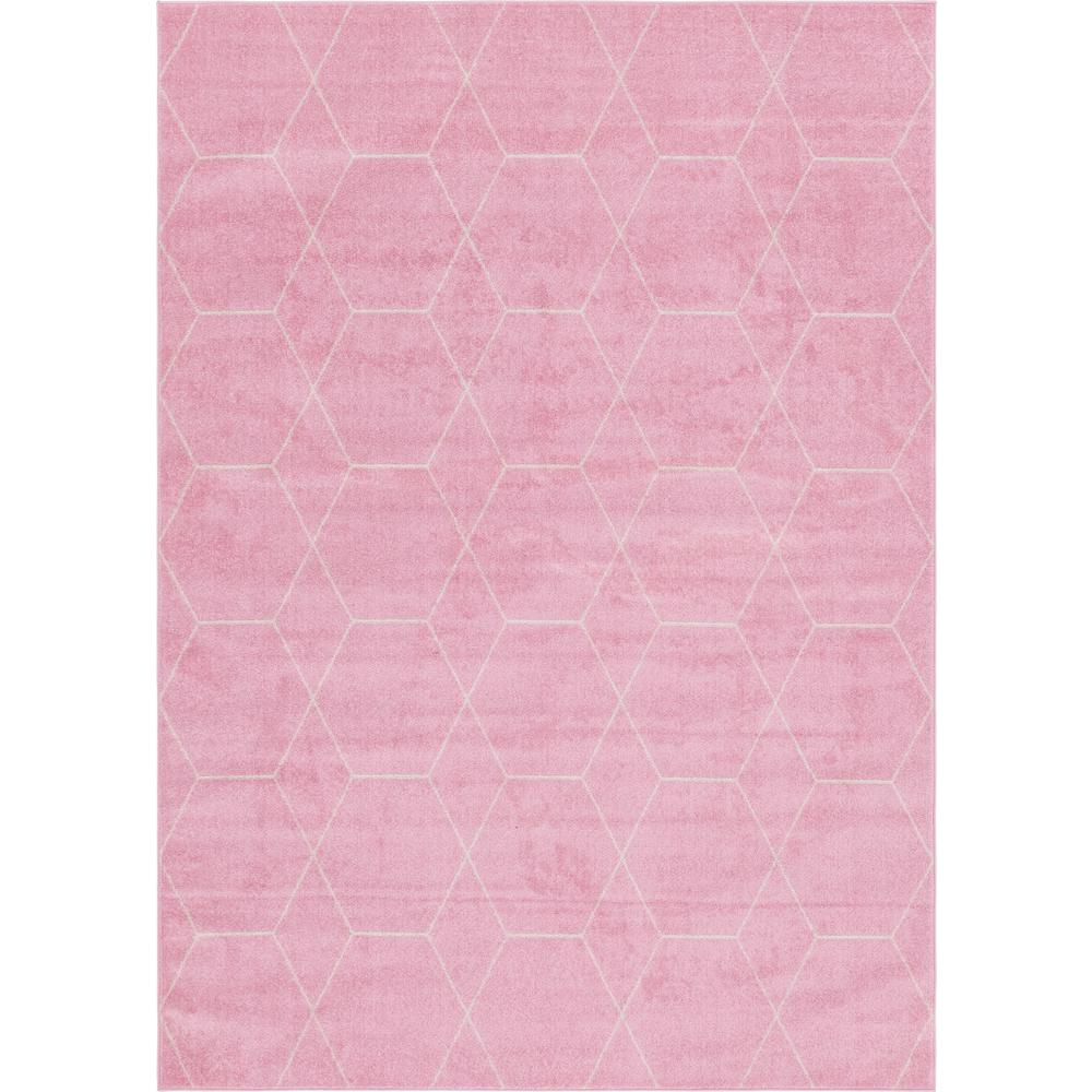 Geometric Trellis Frieze Rug, Light Pink (8' 0 x 11' 0). Picture 1