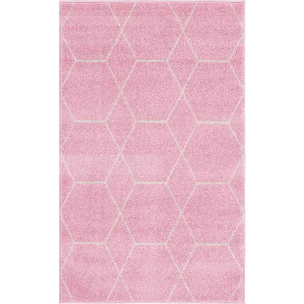 Geometric Trellis Frieze Rug, Light Pink (3' 3 x 5' 3). Picture 1