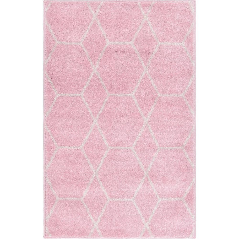 Geometric Trellis Frieze Rug, Light Pink (2' 0 x 3' 0). Picture 1