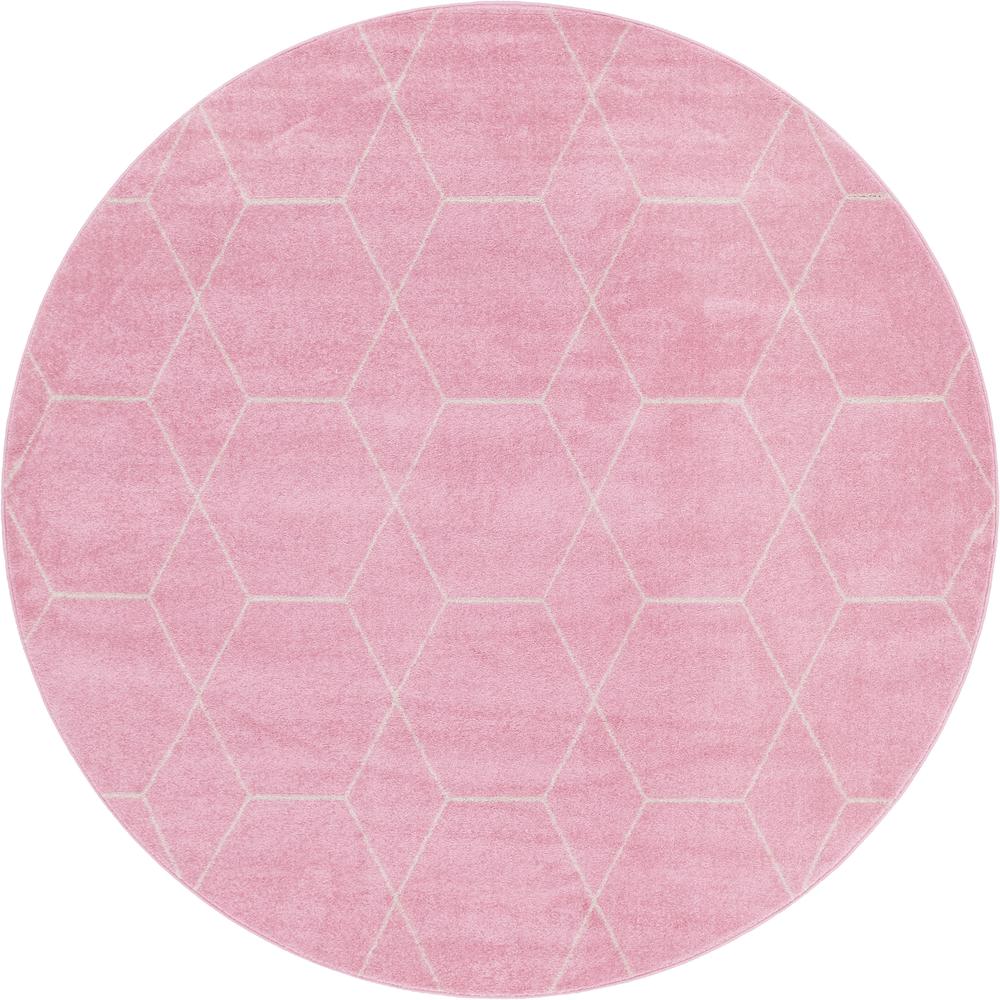 Geometric Trellis Frieze Rug, Light Pink (8' 0 x 8' 0). Picture 1