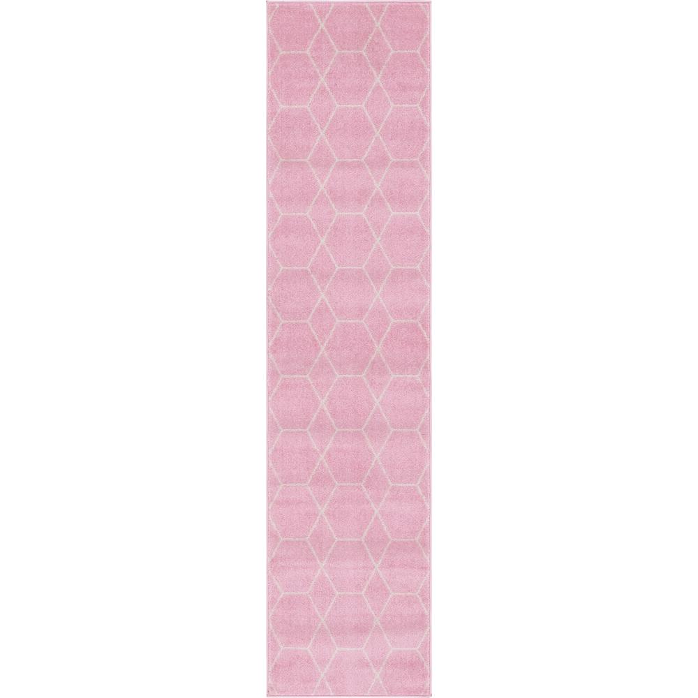 Geometric Trellis Frieze Rug, Light Pink (2' 0 x 8' 8). Picture 1
