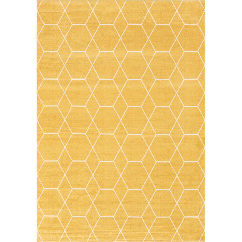 Geometric Trellis Frieze Rug, Yellow (10' 0 x 14' 0). Picture 1