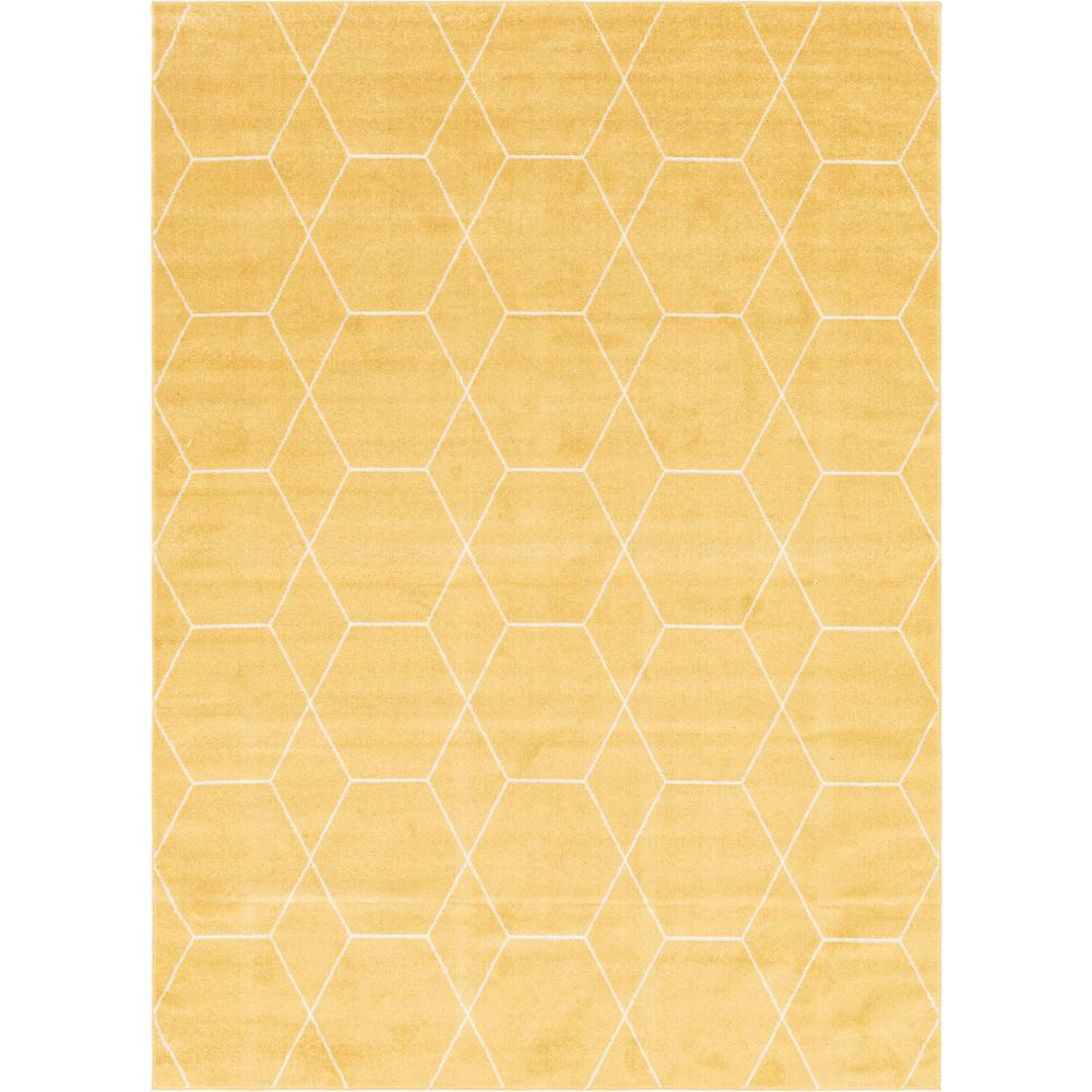 Geometric Trellis Frieze Rug, Yellow (8' 0 x 11' 0). Picture 1