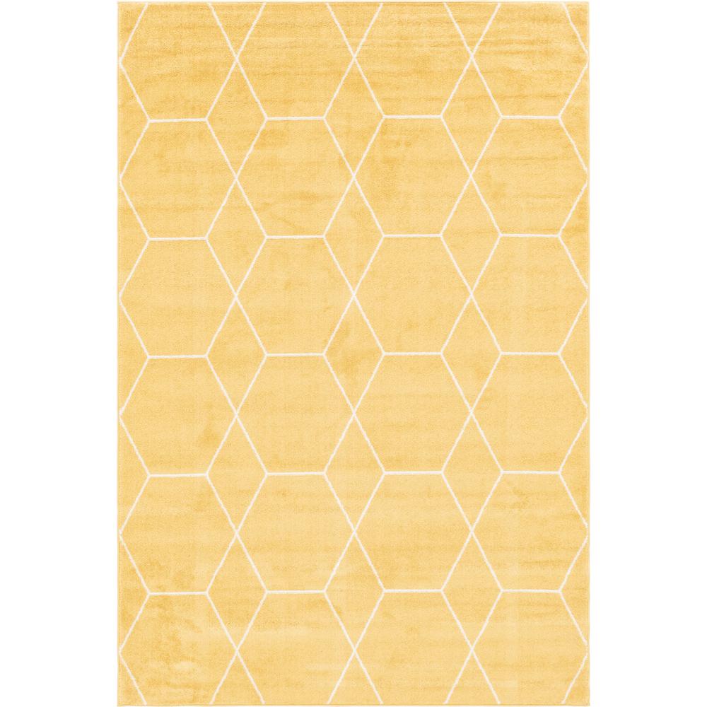 Geometric Trellis Frieze Rug, Yellow (6' 0 x 9' 0). Picture 1