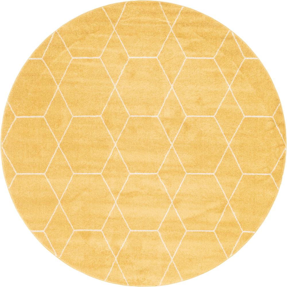 Geometric Trellis Frieze Rug, Yellow (8' 0 x 8' 0). Picture 1