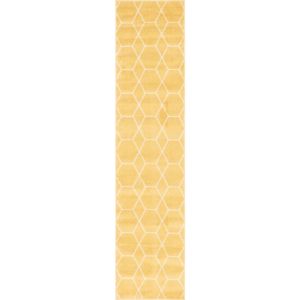 Geometric Trellis Frieze Rug, Yellow (2' 0 x 8' 8). Picture 1