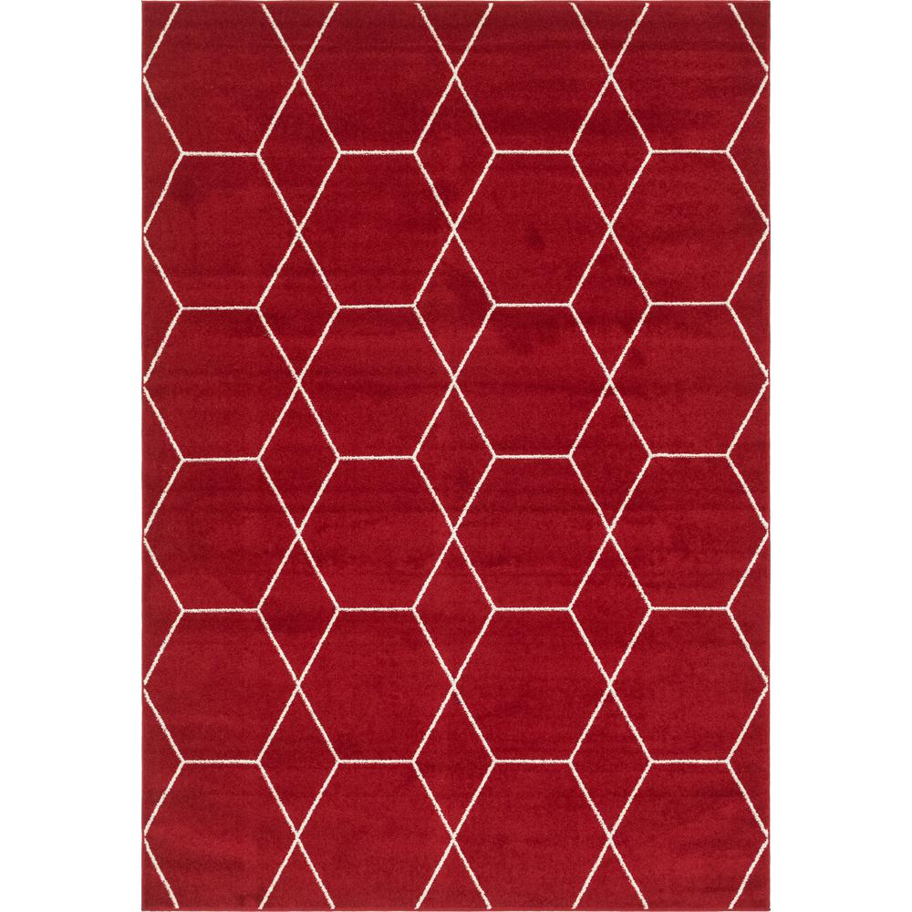 Geometric Trellis Frieze Rug, Red (7' 0 x 10' 0). Picture 1