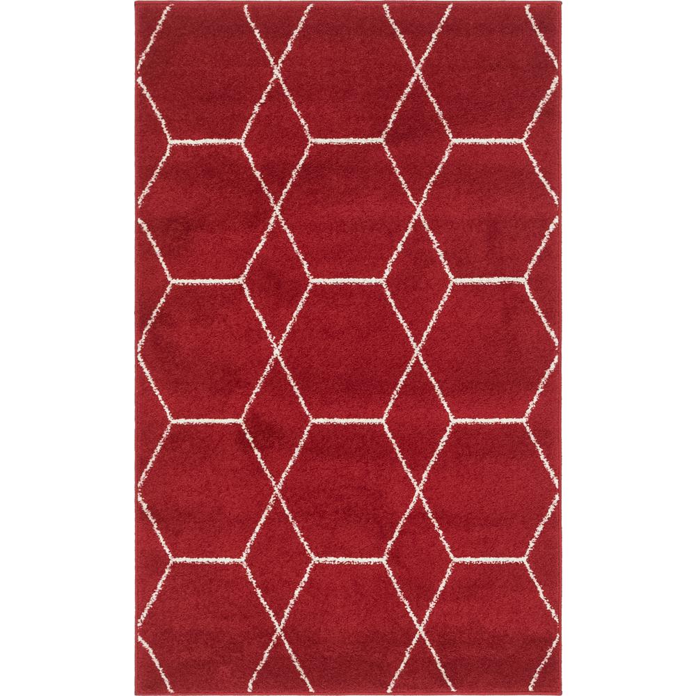 Geometric Trellis Frieze Rug, Red (3' 3 x 5' 3). Picture 1