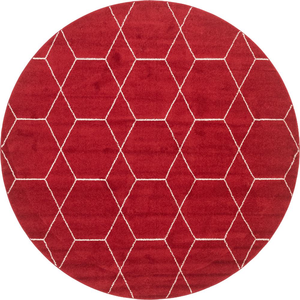 Geometric Trellis Frieze Rug, Red (8' 0 x 8' 0). Picture 1