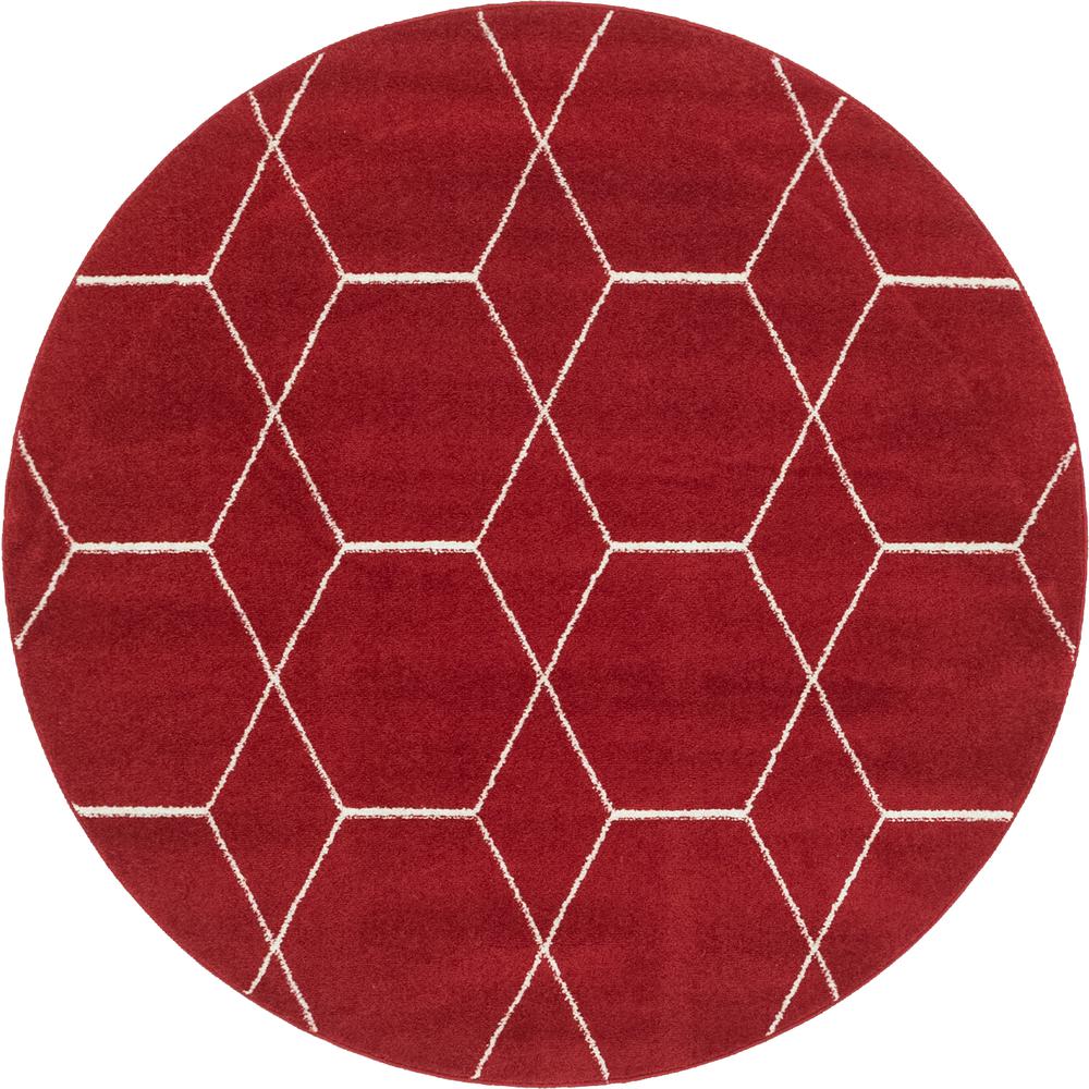 Geometric Trellis Frieze Rug, Red (5' 0 x 5' 0). Picture 1