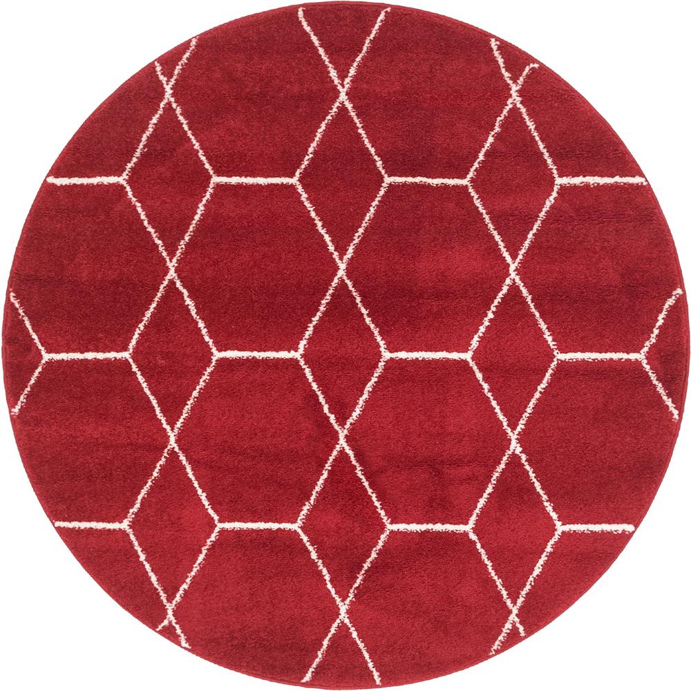 Geometric Trellis Frieze Rug, Red (4' 0 x 4' 0). Picture 1