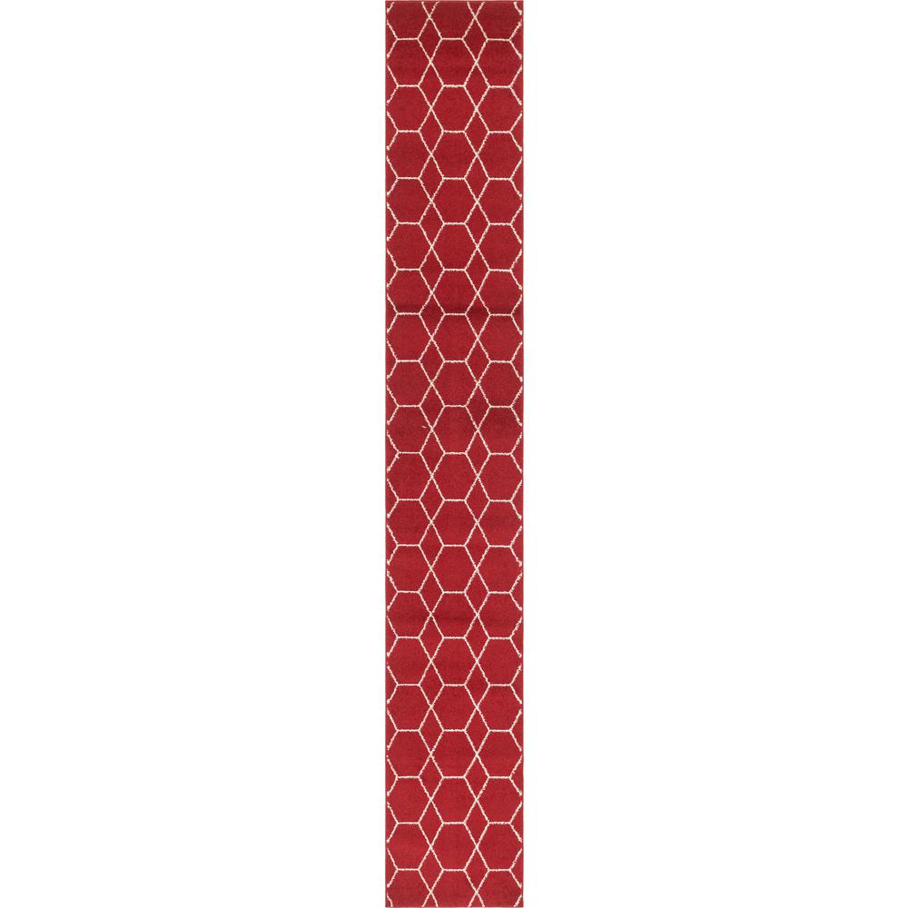 Geometric Trellis Frieze Rug, Red (2' 0 x 13' 0). Picture 1