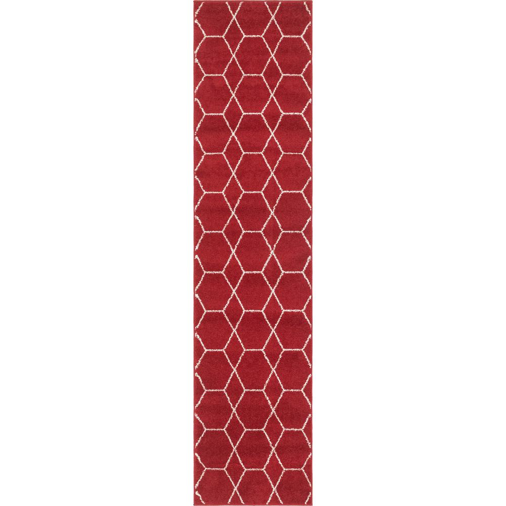 Geometric Trellis Frieze Rug, Red (2' 0 x 8' 8). Picture 1