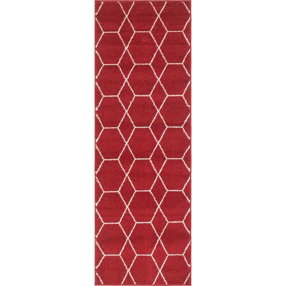 Geometric Trellis Frieze Rug, Red (2' 0 x 6' 0). Picture 1
