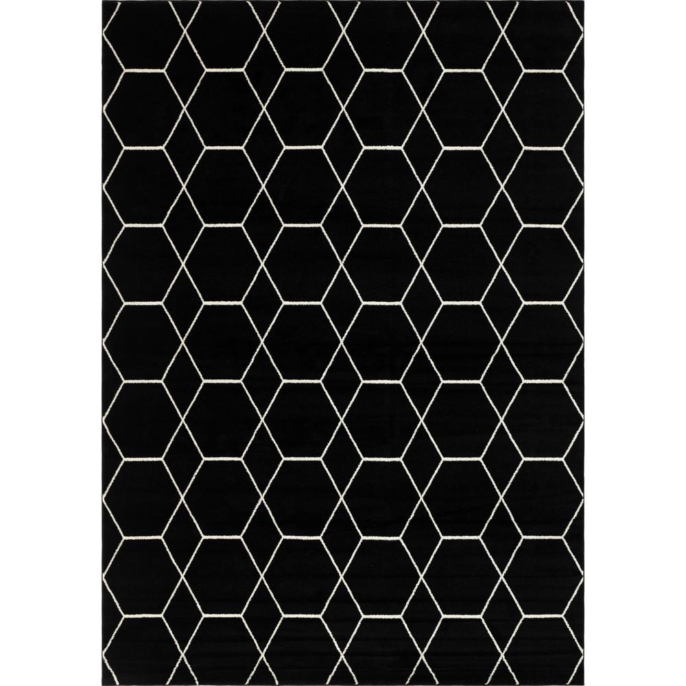 Geometric Trellis Frieze Rug, Black (10' 0 x 14' 0). Picture 1